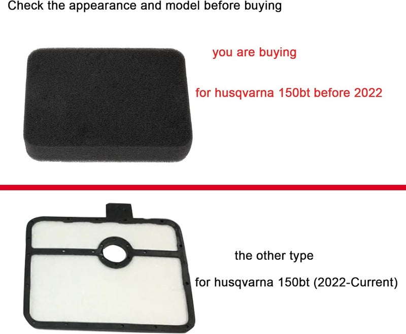 Ferilter 150BT Air Filter Fuel Line Kit for Husqvarna 150BT 350BT 560BTS 150BF 350BF 560BFS Backpack Blower Parts 150 BT Spark Plug Fuel Filter 502844401 Air Filter for Red Max EBZ5100RH Blower - Image 2